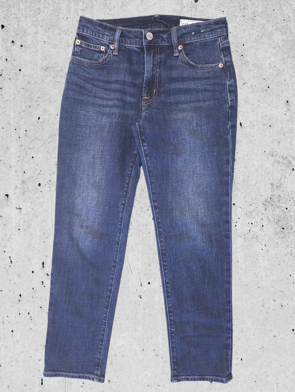 GAP Mid Rise Girlfriend Jeans Dark Wash Size 24 / 00 Regular EUC Casual Classic